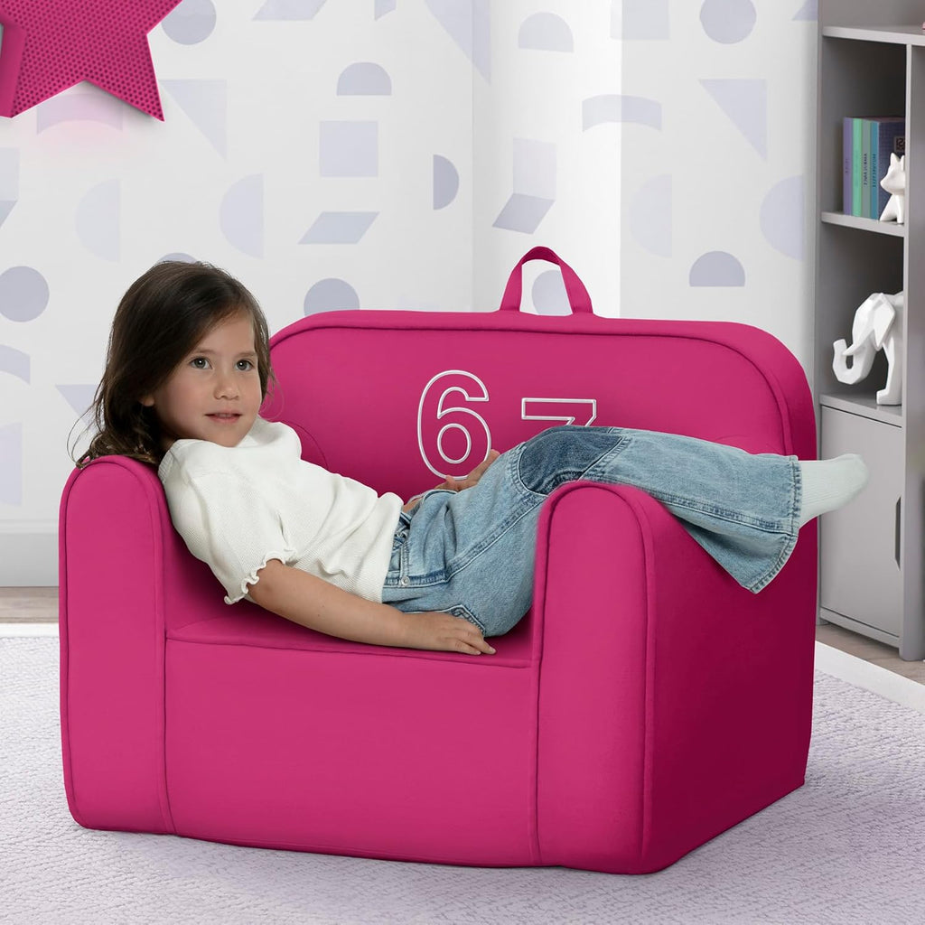 Delta Children 6-7 Cozee Chair - Foam Kids Chair for Ages 18 Months and Up, Hot Pink