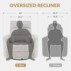 SUNWAVE 40" W Power Swivel Rocker Recliner Chair, Electric Recliner with Adjustble Headrest, Extra Wide Nursery Chairs, Button Control Corduroy Recliner Chair with USB for Living Room,Bedroom,Office