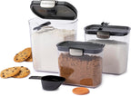 ProKeeper+ 6-Piece Airtight Food Storage Container Set – Clear Plastic Flour and Sugar Canister Set with Magnetic Accessories for Kitchen Organization