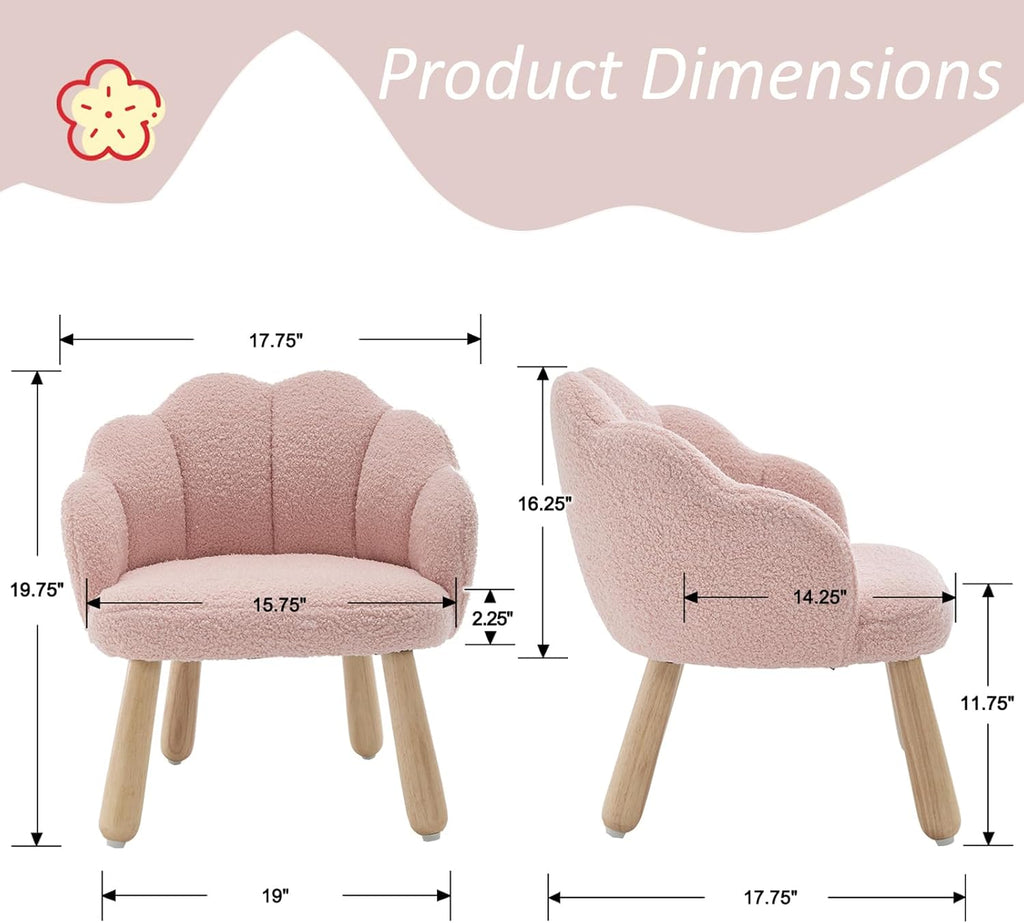 Pink Toddler Chairs, Kid Armchair, Toddler Chairs Comfy, Shepra Kids Chair for Children, Wooden Kids Chair, Kid Room Reading Chairs for Playroom/Living Room/Nursery, Pink