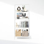 Furinno Ladder Display Shelf, 5-Tier Ladder Shelf, Standing Bookshelf, Display Storage Shelves, 13 x 23.6 x 53.5, for Living Room, Home Office, White