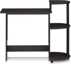 Furinno Compact 29-Inch Brown Computer Desk, Office Desk with 3 Side Shelves, Rectangular Home Office Desk, Gaming Desk for Home Office, Bedroom, Study Room, Dark Mocha