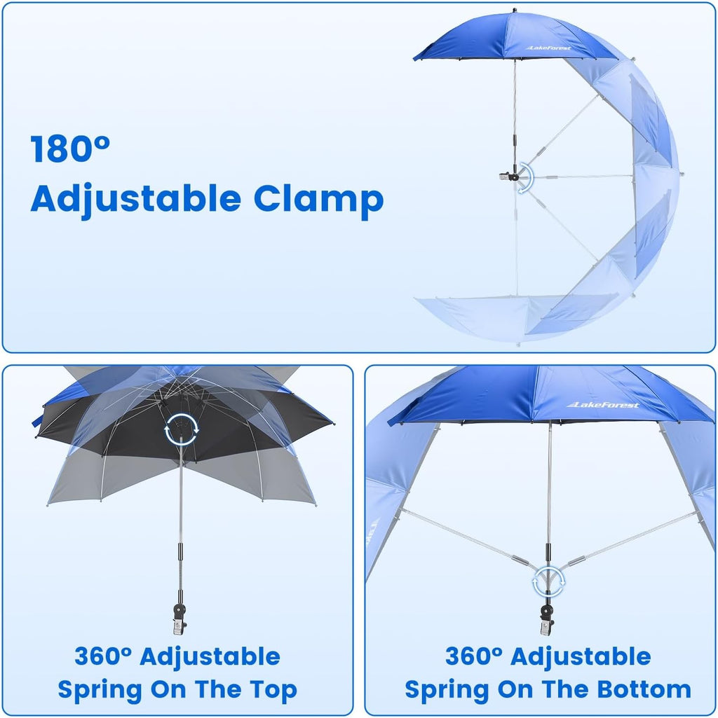 Folding Camping Chair with Detachable 8-Rib Sun Umbrella, 42 Inch Canopy Aluminum Alloy Portable Lawn Chair, Supports 330 lbs, Cup Holder, for Beach Camping Travel