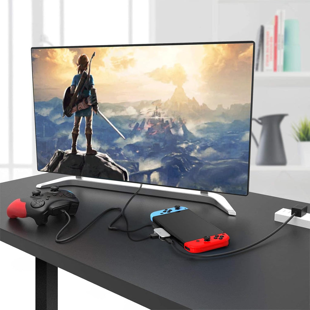 Geekria TV Dock Station Compatible with Nintendo Switch/OLED Portable Replacement, Game Accessories with 4K/1080P HDMI 3 in 1 HDMI/2 Type-C