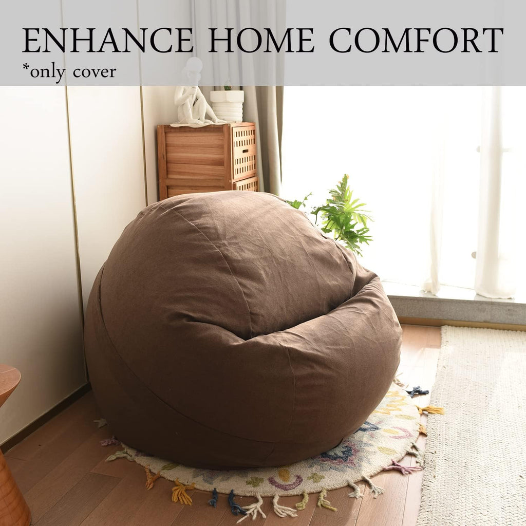 YuppieLife Big Durable Bean Bag Cover for Adults(Just Cover,No Filler) 4Ft Machine Washable Large Size Sofa Cover （Chocolate）
