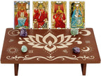 PH PandaHall Altar Table, 11.8"x7.8" Rectangle Wooden Meditation Table Engraved Flower Star Moon Patterns Wiccan Tables for Room Engraved Mystic Decor Witchcraft Supplies Buddhist Alter