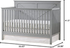 Oxford Baby Montauk 4-in-1 Convertible Crib, Farmhouse Gray, GreenGuard Gold Certified