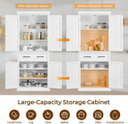 Yaheetech Kitchen Pantry Storage Cabinet with 4 Doors and 2 Adjustable Shelves, 72.5" Freestanding Tall Cupboard Cabinet with Drawer for Dining/Living Room, White