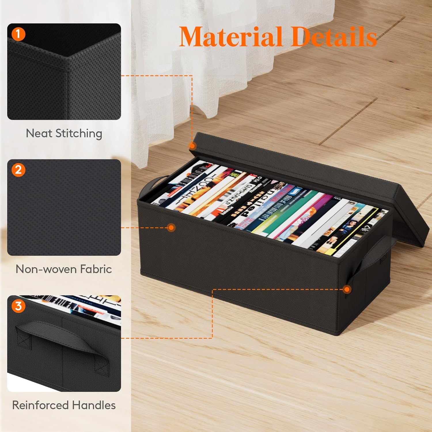 Lifewit DVD Storage Box, Stackable DVD Case Holder Organizer, Foldable DVDs Container with Lid, Handles, Media Organizer Bin 15.7" L x 7.9" W x 5.7" H Holds up to 200 PCS DVDs (25 Each), 8 Pack