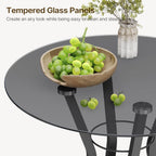 YATINEY Bar Table, 2-Tier Round High Top Table, Pub Table, Home Bar Counter Height, Bistro Tables, for Kitchen, Living Room, Meeting Room, Pub, Transparent and Black BT03BK