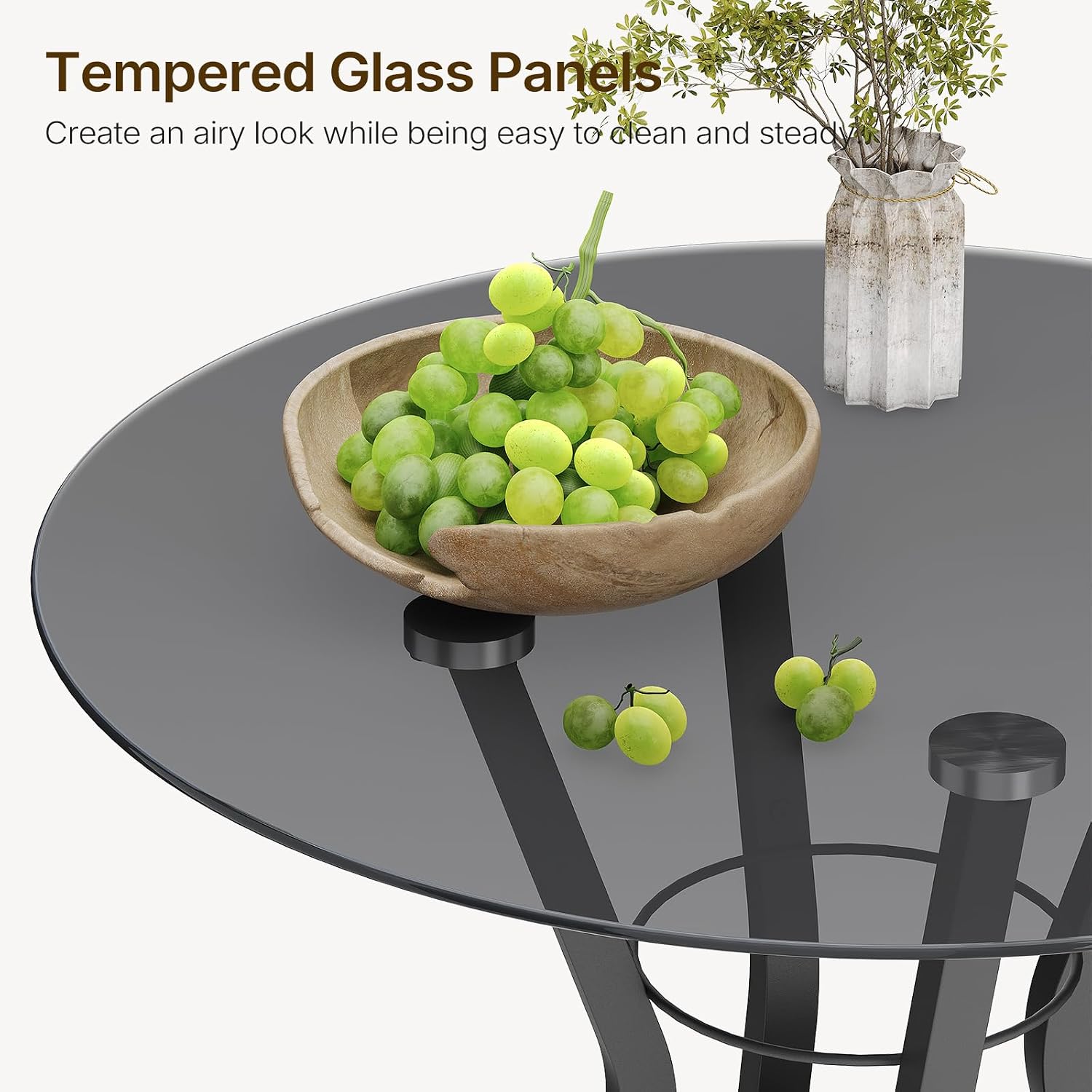 YATINEY Bar Table, 2-Tier Round High Top Table, Pub Table, Home Bar Counter Height, Bistro Tables, for Kitchen, Living Room, Meeting Room, Pub, Transparent and Black BT03BK