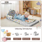 Toddler Chair & Couch, Kids Sofa 2-in-1 with Draw-On Fabric, Fold Out Convertible Foam Lounge for Playroom, Gift for Toddlers & Birthday