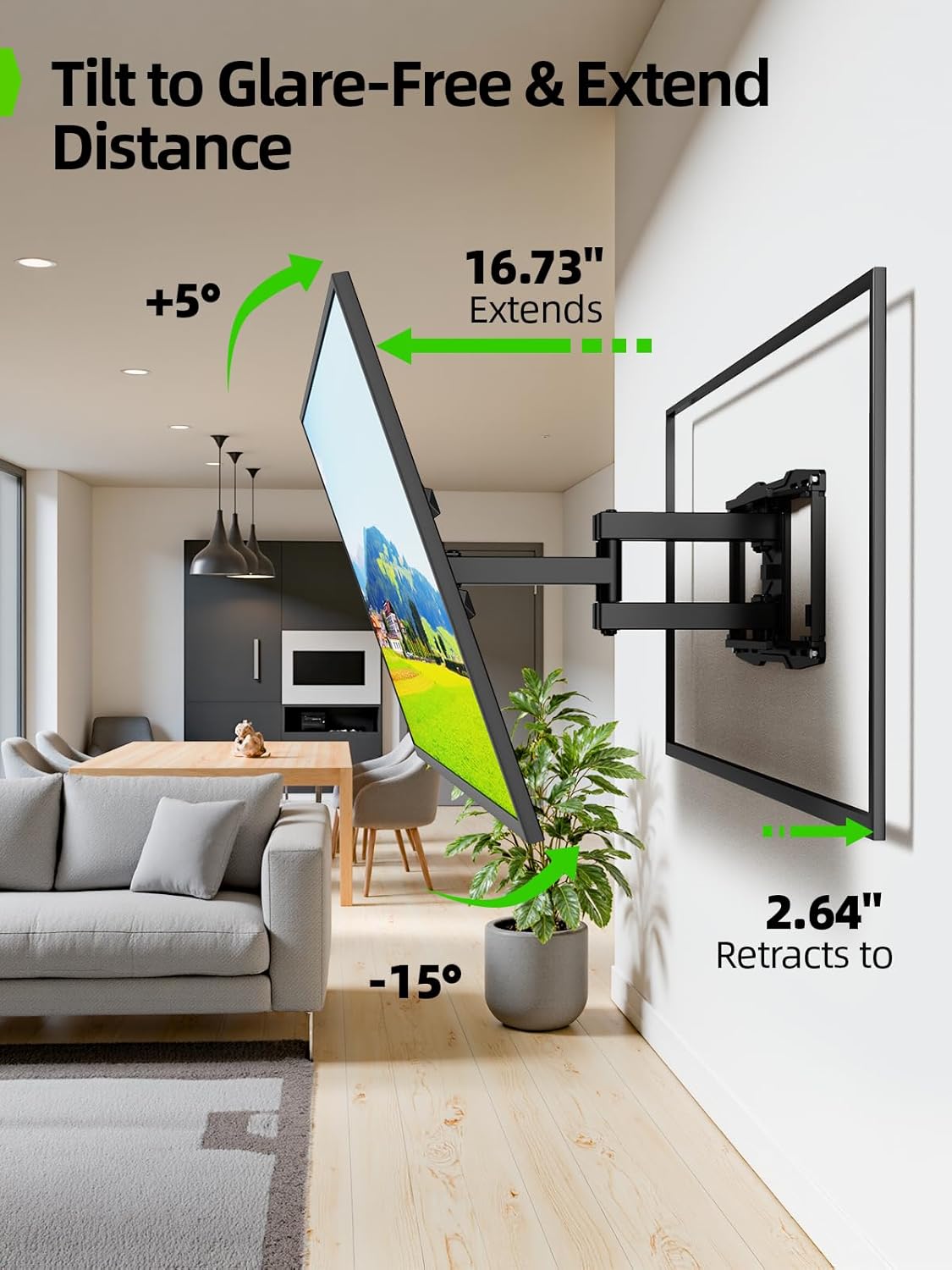 USX MOUNT Full Motion TV Wall Mount for 42-97 Inch TVs up to 150lbs, Swivel and Tilt Wall Mount TV Barcket with Extension, Max VESA 600x400mm & 16" Wood Studs，Fit Most 75 85 86 90 95 inch TVs