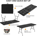 5ft Folding Table Heavy Duty 350 LBS Capacity Foldable Table with 18% Thicker HDPE Waterproof Top & Reinforced Steel Frame, Portable Fold-in-Half Table for Outdoor Indoor Party Wedding Camping
