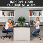 PU Leather Ergonomic Kneeling Chair, Adjustable Home and Office Stool with Thick Pads and Flexible Lockable Brake Wheels for Back Pain Relief (Light Black)