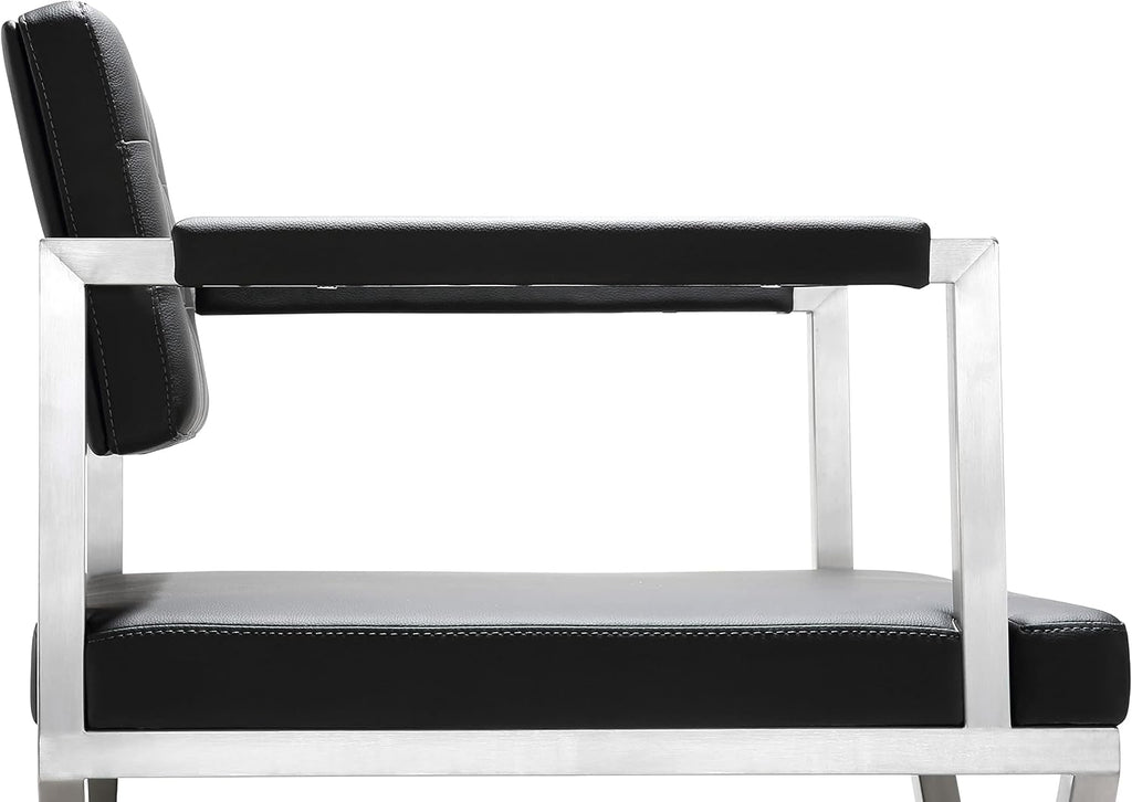 TOV Furniture Director Stainless Steel Counter Stool, Black