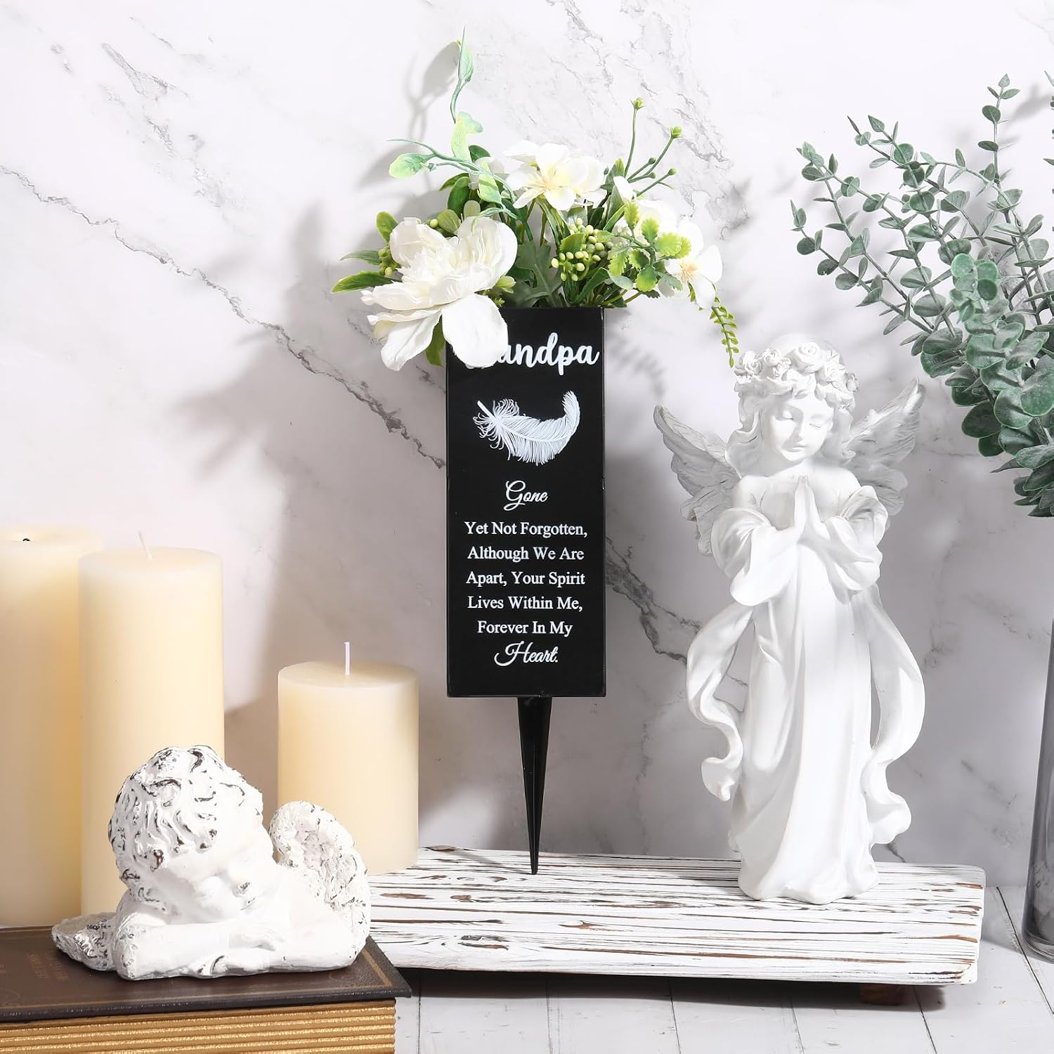Geosar Grandpa Cemetery Vases for Grave Metal Cemetery Grave Flower Vase Memorial Flower Holder with Spike Floral Graveyard Decorations for Burial Ground Lawn Yard Funeral