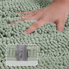 Turquoize Sage Green Bathroom Rugs Runner Extra Long 47 x 17 Large Bath Mat Plush Shaggy Chenille Bathroom Rug Non-Slip Bath Rug Runner Extra Soft & Absorbent Thick Floor Mats, Machine Washable, Sage