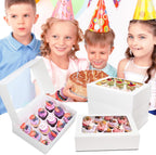 6 Packs Cupcake Boxes, 13x10x3.5 Inch White 12 Count Cupcake Containers with Clear Window, Auto-Pop Up Cupcake Carrier with Inserts for Cup Cake, Cupcake Holder for Muffin, Cookies and Pastry