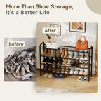 Shoe Rack,Long Shoe Organizer for Closet,Wide Shoe Storage for Entryway,4 Tier Sturdy Metal Free Standing Shoe Shelf