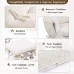 ANMINY 5pcs Glider Rocker Replacement Cushions Set with Ottoman Cover, 3.5Inch Thickened Fleece Glider Rocking Chair Cushions with 29.5Inch Tufted Backrest & Side Pockets for Indoor Nursery, Beige