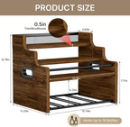 4-Tier Wood Display Shelf Wine Rack for 16 Bottles Wood Coffee Syrup Organizer with Handles Home Whiskey Shelf Retro Mini Liquor Cabinet Spice Rack Coffee Bar Shelves, Walnut