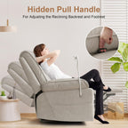 YuuYee Nursery Rocking Chairs Glider Recliner with Flexible Phone Holder, Oversized 360° Swivel Rocker Recliner, Comfortable Nursing Chair for Baby Breastfeeding, Manual Reclining, Velvet, Beige