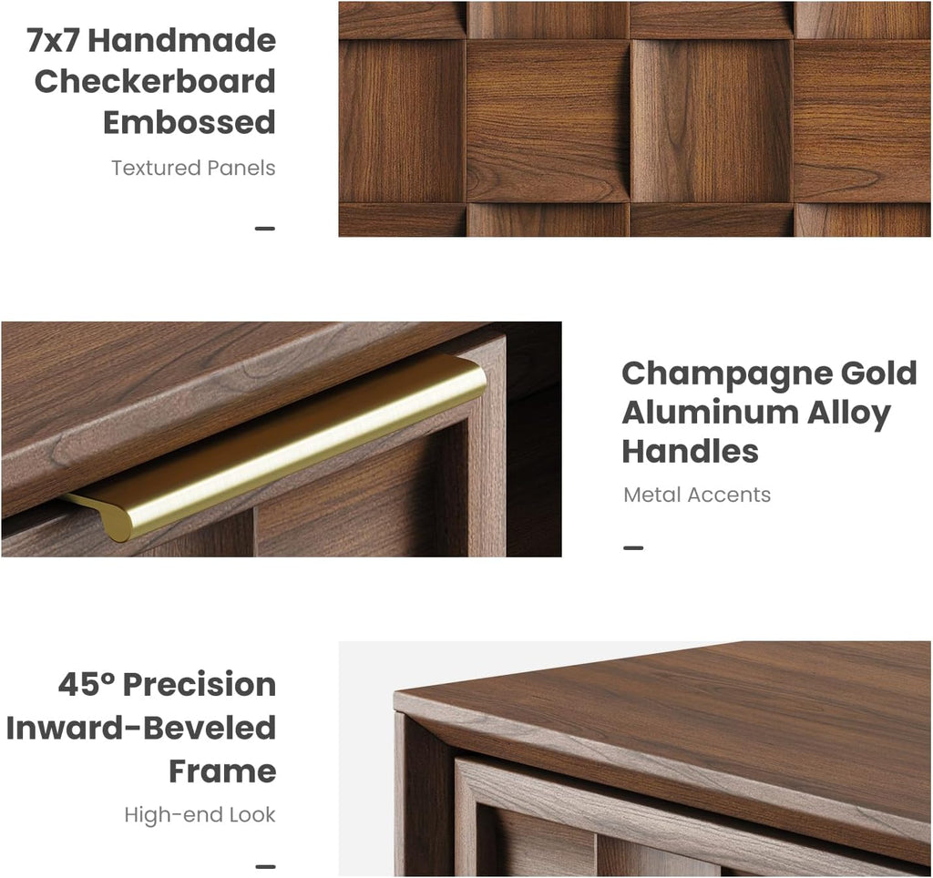 COLAMY TV Stand with Two Doors, Entertainment Center 59" with Adjustable Shelves and Storage, Mid-Century Modern TV Stand for 50/55/65 inch TV, Media Console Cabinet for Living Room, Bedroom Walnut