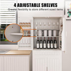 71" Tall Kitchen Pantry Cabinet with Drawer & Adjustable Shelves, Freestanding Buffet Table Coffee Bar Wine Bar Storage Cabinet Cupboard for Kitchen, Living Room, Bathroom,White