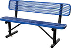 6 Feet Steel Park Bench for Outside, Outdoor Bench with Backrest & Portable Frame, Commercial Benches for Shopping Malls, Stores, Parks, Patios, Decks, Dark Blue