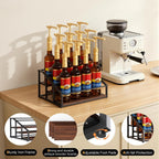 kimilus Coffee Syrup Organizer Rack, Liquor Bottle Display Shelf, 3 Tier 12 Syrup Bottles Holder Stand for Coffee Bar Kitchen Small Wine Rack for Family Storage for Syrup Wine Dressing