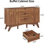 Bifins Buffet Cabinet with Storage, 47.2" Storage Cabinet with 3 Drawers, Large Sideboard with 2 Doors,Mid Century Modern Coffee Bar Cabinets for Living Room, Kitchen