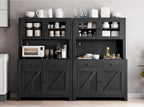 IDEALHOUSE 63" Kitchen Pantry Cabinet with Drawers, Hutch Cabinet with Storage, Microwave Stand, Adjustable Shelves, Freestanding Tall Pantry Storage for Dining Room, Living Room, Black