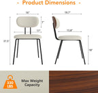 LSSPAID Dining Chairs Set of 2, Linen Fabric Upholstered Dining Room Chairs with Walnut Bentwood Back, Mid-Century Modern Kitchen Chairs with Adjustable Feet Pads, Beige