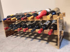16-Bottle Stackable Wine Rack - 2-Tier Rustic Pine Wood Wine Storage, Freestanding Organizer for Kitchen, Home Bar & Dining Room - Easy Assembly