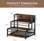 LOTEYIKE 3 Tier Coffee Syrup Rack Organizer, 12 Water Bottles Holder Stand Liquor Cabinet Storage, Wine Rack Countertop Storage Rack Coffee Bar Cabinet for Kitchen