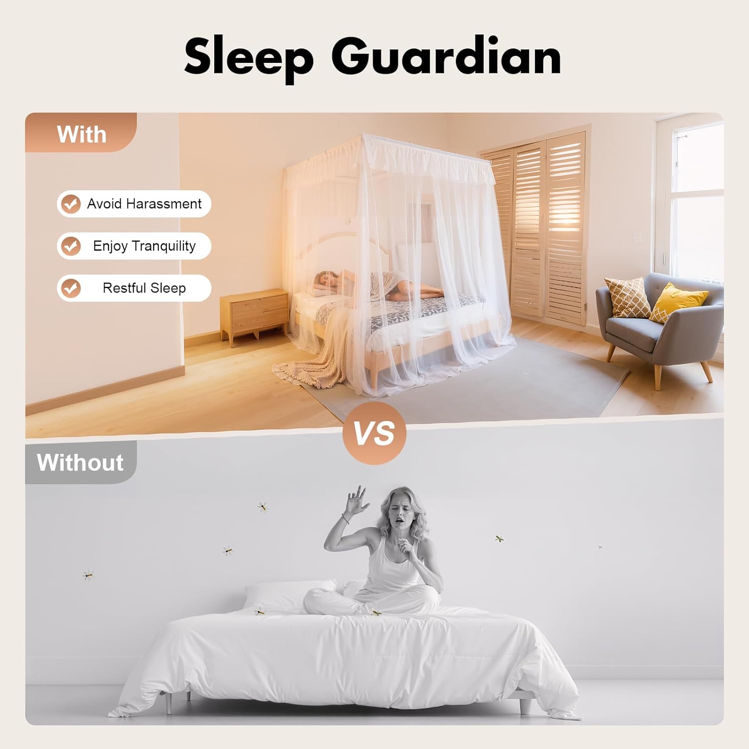 Canopy Bed Frame, Bed Canopy Frame Poles Corner Bracket, Post 4 Corner Bed Poles Netting Bracket Stainless Steel Silver Post with Accessories (Queen)