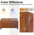 Asense Storage Ottoman Bench,Faux Leather Upholstered Ottoman with Storage,End of Bed Bench with Safety Hinge,for Entryway,Bedroom,Living Room