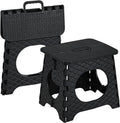 Folding Step Stool, 10 inch Non-Slip Foldable Stools, Step Stool with Handle, Lightweight for Kitchen, Bathroom, Bedroom, Garden, Black, 2 PCS