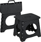 Folding Step Stool, 10 inch Non-Slip Foldable Stools, Step Stool with Handle, Lightweight for Kitchen, Bathroom, Bedroom, Garden, Black, 2 PCS
