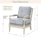 Madison Park Accent Chairs for Living Room Farmhouse Modern Armchair, Solid Wood, Antiqued Finish, Upholstered Seat Removable, Bedroom Lounge for Reading, 25.5" W, Light Blue/Antique Cream