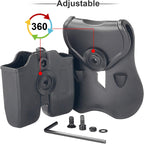 Double Magazine Pouch Fit Glock 17 19 22 23 26 27 31 32 33 34 35 37 38 39-9mm .40 Cal Dual Stack Mag Holder | Polymer Paddle Holster | 360°Adjustable Cant | Ambidextrous | Outside Waistband | Black