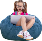 Bean Bag Chair, with Faux Fur Cover for Teens and Kids, Foam Bean Bag Chairs, Soft Faux Fur Fabric, Round Fluffy Bean Bag Sofa