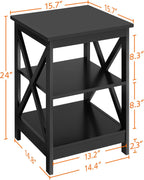 Yaheetech Modern Living Room 3 Pieces Table Sets, Lift Top Coffee Table and End Table Sets for Home and Office, Easy Assembly Accent Furniture with Hidden Compartment and Open Storage Shelf, Black