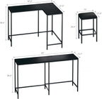 GarveeHome 63" l-Shaped Convertible Bar Table Set with Power Outlets, 3-Piece Counter Height Dining Set for 2-4, Space Saving Kitchen Breakfast Nook Corner Table with 2 Stools