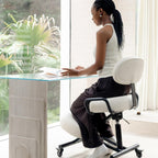 Ergonomic Kneeling Chair with Backrest, Improve Posture, Thick Cushions, Locking Wheels for Home & Office, AKONI 512B (Vanilla)