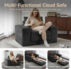 45" Convertible Sofa Chair Bed for Small Spaces, Corduroy Sleeper Chair with High Density Foam, No Assembly Folding Couch Chair with Armrests for Apartment Bedroom Guest Room