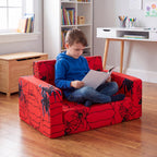 Sliner Kids Sofa 2-in-1 Flip-Out Chair Convertible Fold Out Kids Couch to Lounger Foam Soft Toddler Chairs Comfy Flipout Seat with Washable Cover for Ages 3 and up for Playroom Bedroom(Spider)