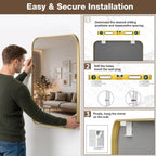 12x16 Inch Bathroom Mirrors for Over Sink, Brushed Gold Rectangle Mirror for Bathroom or Entryway, Wall Mounted Vanity Mirror with Aluminum Alloy Frame & Tempered Glass, Hangs Horizontally/Vertically