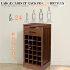 WERSMT 6-Tier Wine Rack Freestanding Floor with 2 Drawers, 24 Bottles Wood Wine Rack Counter for Small Space, Farmhouse Stackable Modular Wine Bottle Holder Rack, Walnut